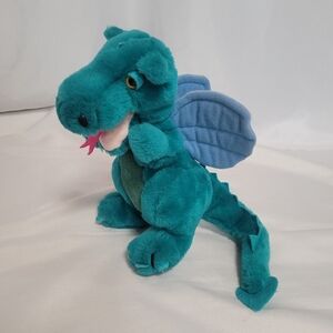 VTG 1983 Dakin Teal Mythical Dragon Plush Stuffed Animal Toy 10"